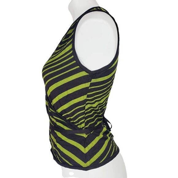 The Works Saks Fifth Avenue faux wrap shirt with tie waist Size Small brown gree - Picture 2 of 5